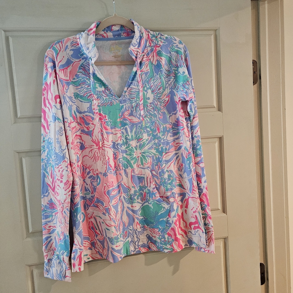 NWT Lilly Pulitzer Cassi Popover In Blue Peri Viva La Lilly